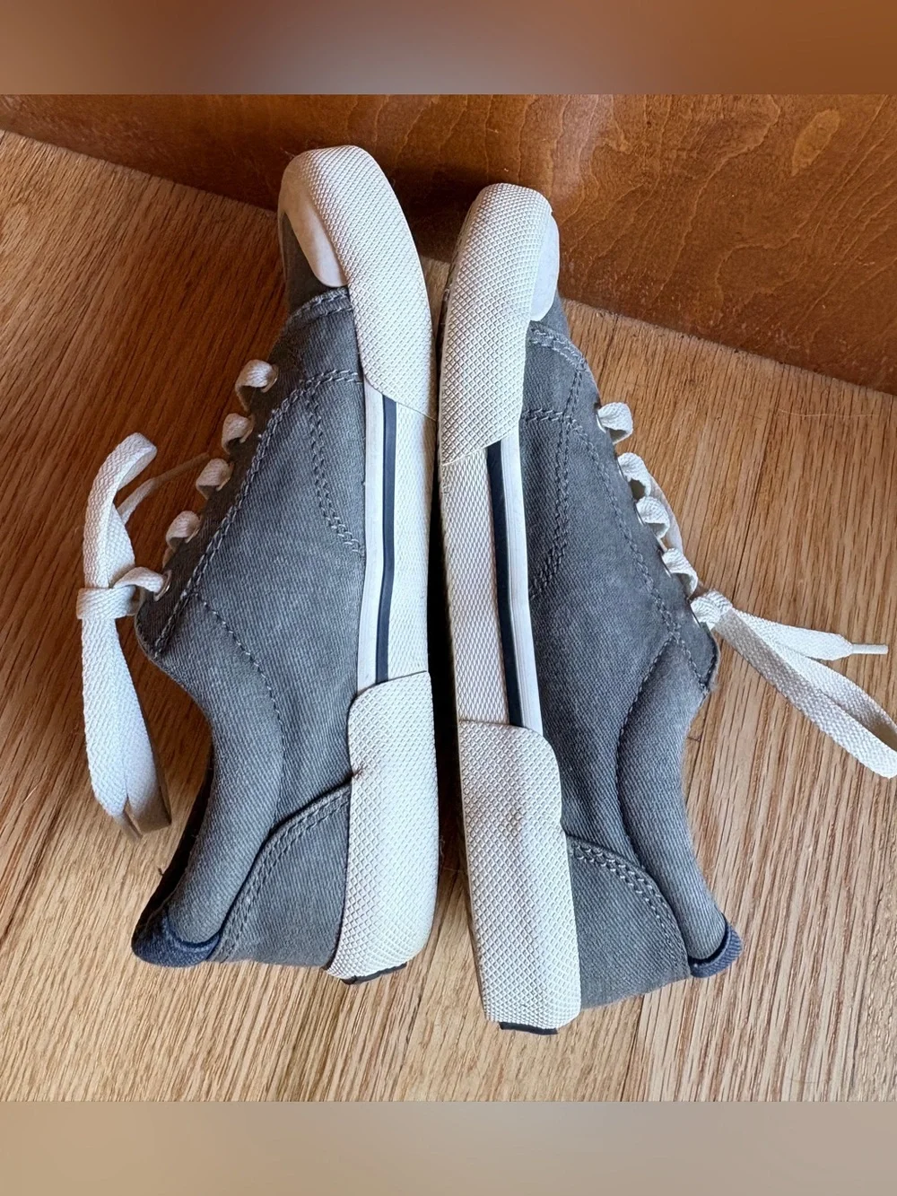 Kids Gray Canvas Lace-Up Sneakers Top-Siders